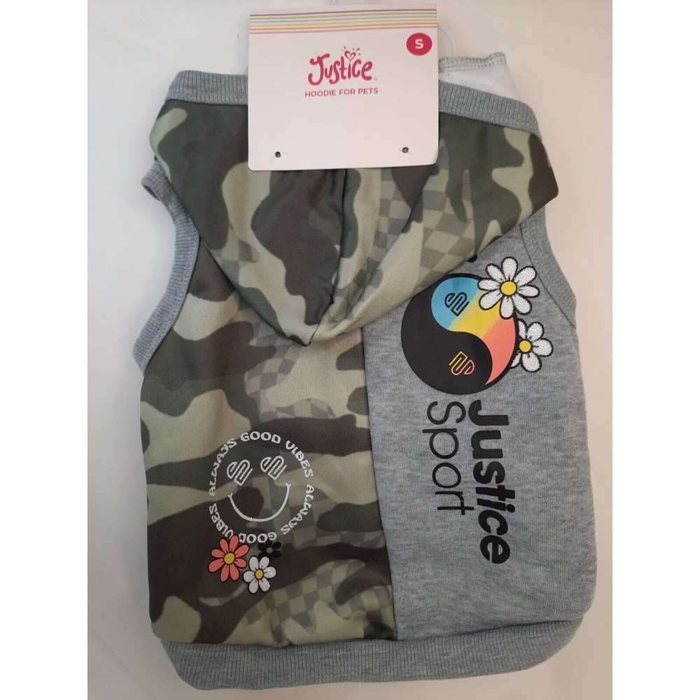 Dog Peace Camo Fleece Jacket Hoodie Size Small, Jack Russell Pug Shih Tzu 13 In
